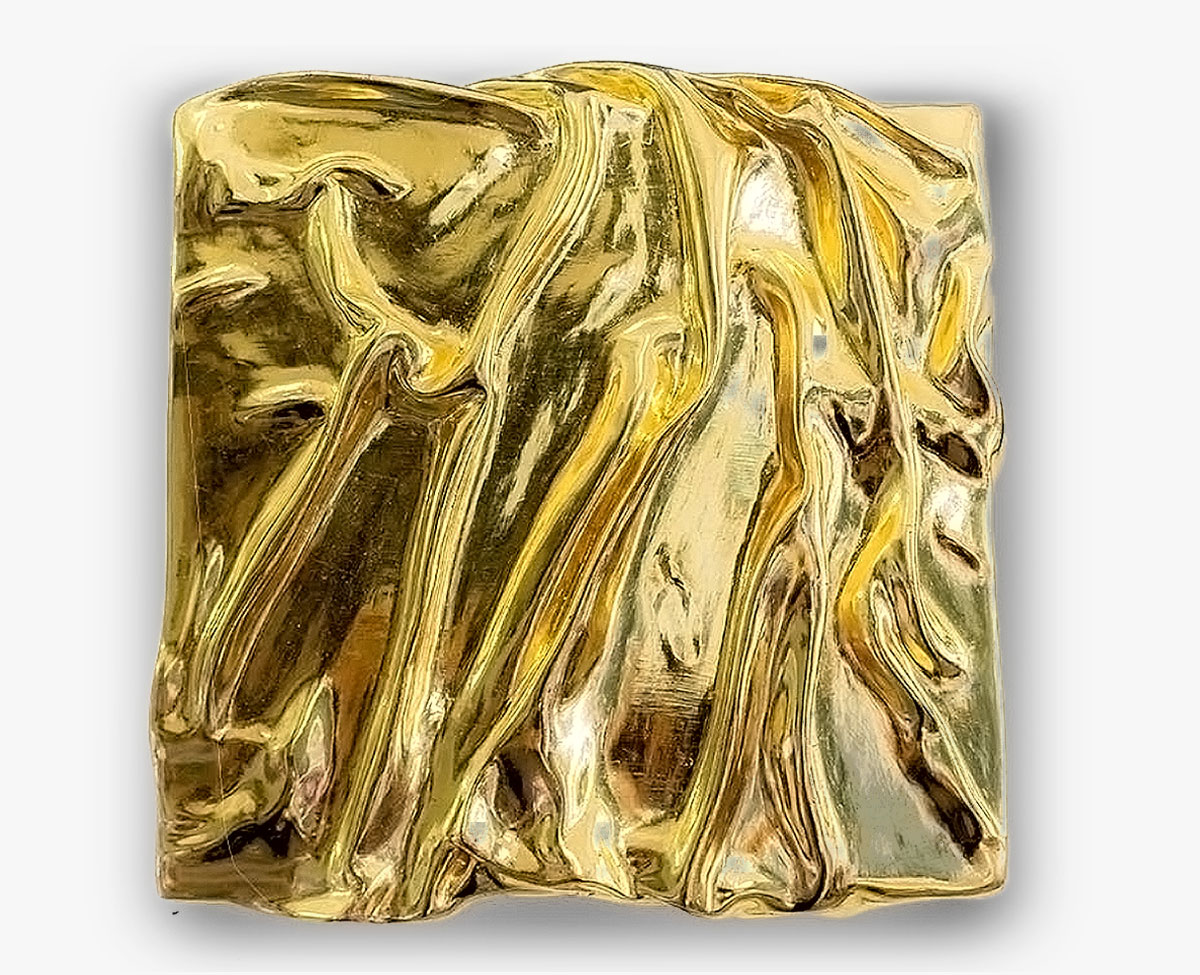Faltenwurf Studie 1.0 | 2021/22, 19 cm x 19 cm  <br>Blattgold, Polimentglanzvergoldung  auf Holz